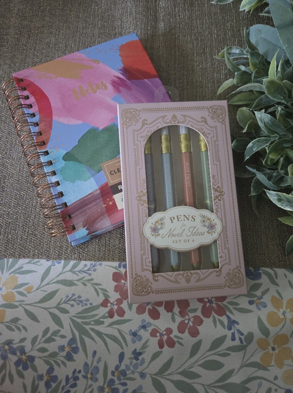 Clementine Recycled Spiral Notebook — Multicolor Abstract Cover & Pen Set